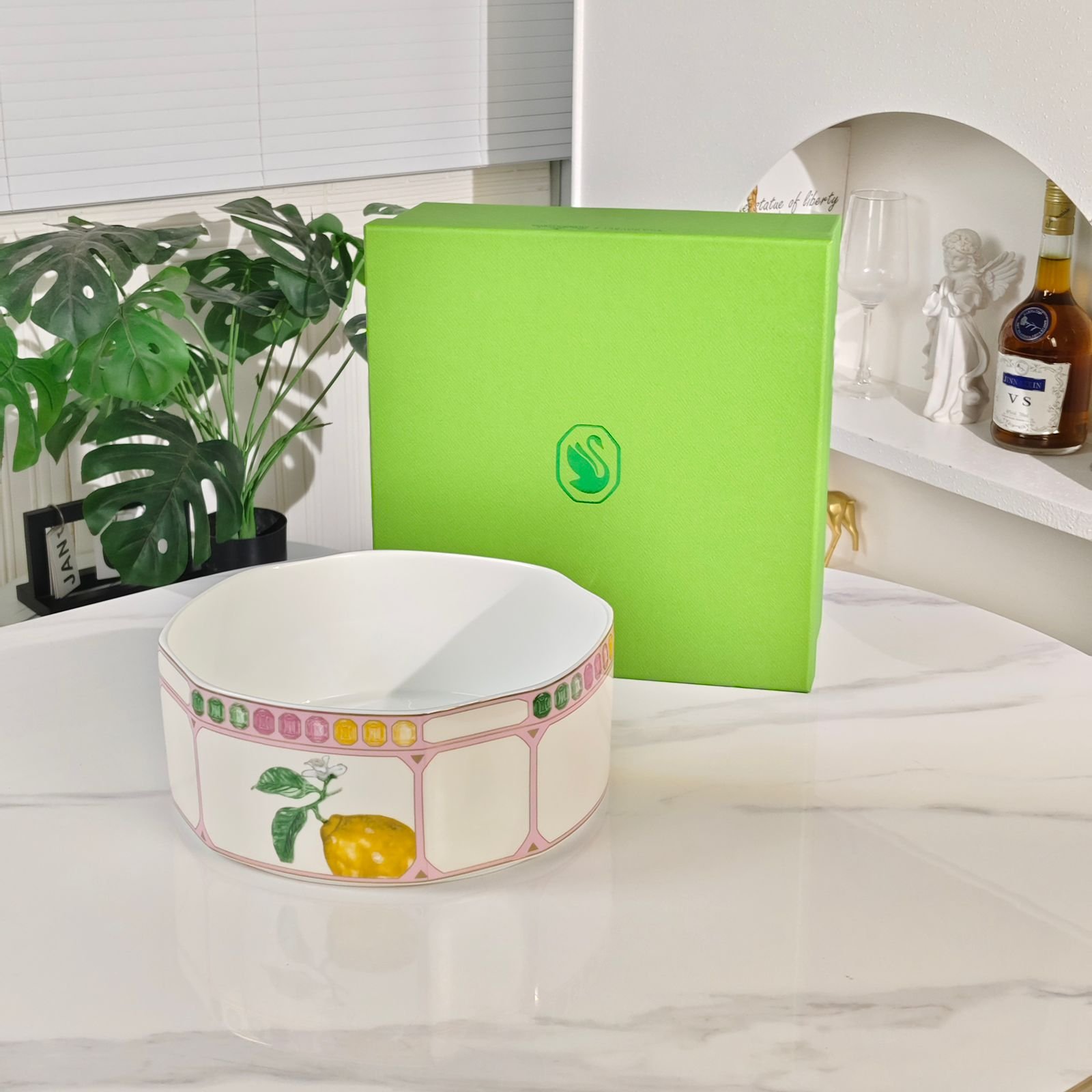 Swarovski x Rosenthal Signum Fern Salad bowl, marshmallow color, 15 cm diameter - Swarovski Mug | Aleppo Gift UAE